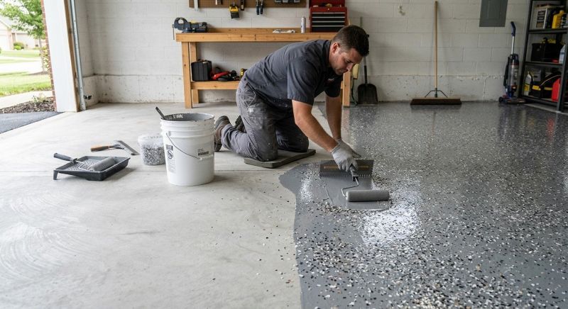 Speckled Garage Floor Painting in Fairfax, VA